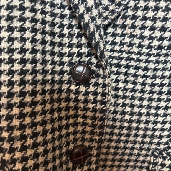 J Crew Houndstooth Schoolboy Blazer Black White Two Button Wool Blend Women’s 6 - Picture 2 of 8
